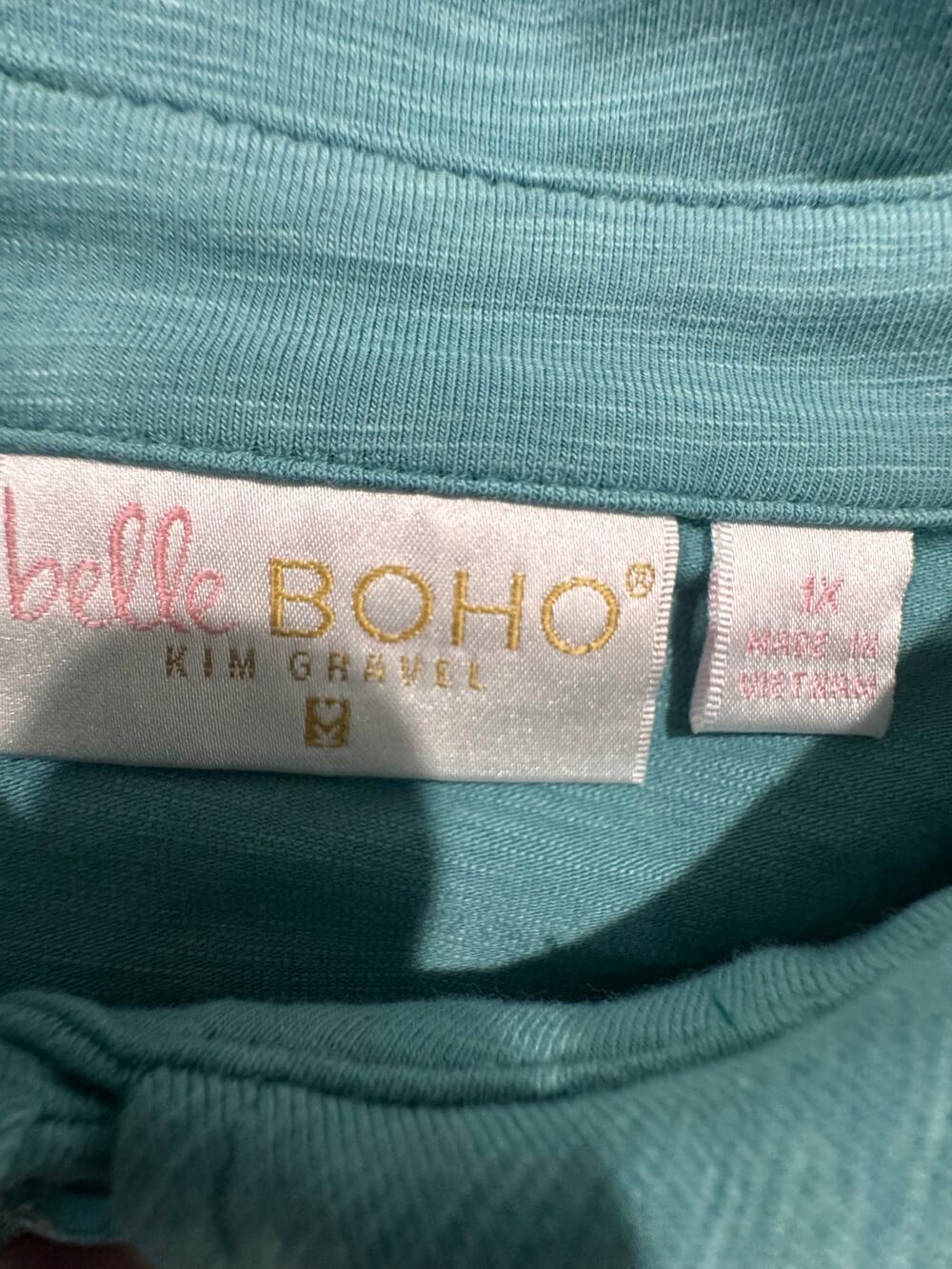 Belle Boho by Kim Gravel Women's Teal Button-Front Top Size 1X